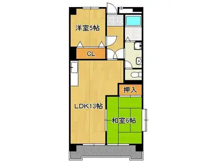 WAVE高見(2LDK/10階)の間取り写真