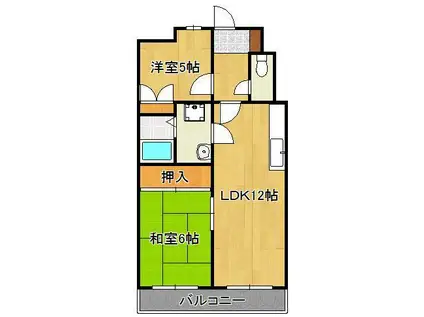 WAVE高見(2LDK/3階)の間取り写真