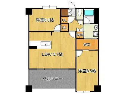 ルフォンド天神(2LDK/2階)の間取り写真