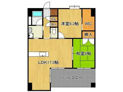 ルフォンド天神(2LDK/2階)の間取り写真