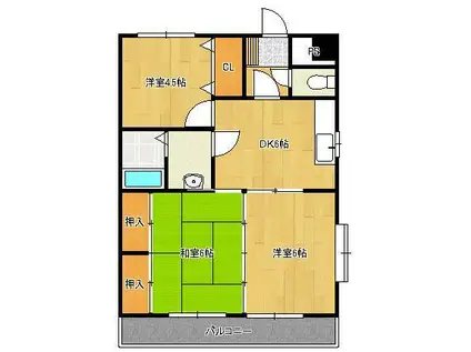 ピアリス祇園(3DK/2階)の間取り写真