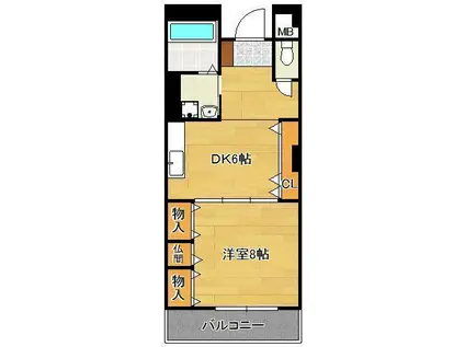 KTOビル(1DK/7階)の間取り写真