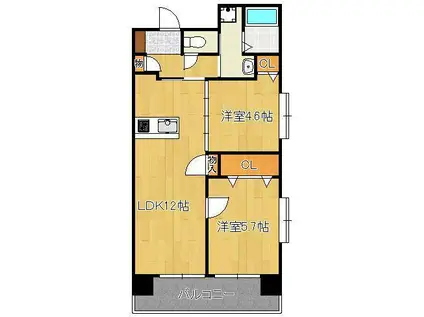 アースコート桜通(2LDK/11階)の間取り写真