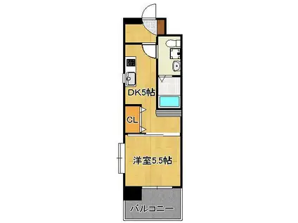 アースコート桜通(1DK/2階)の間取り写真