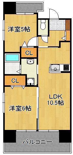 アースコート桜通(2LDK/6階)の間取り写真