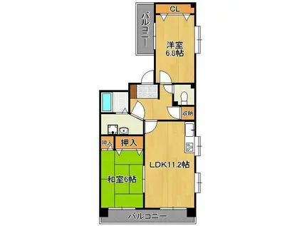 ガーデンパレスやひろ1(2LDK/7階)の間取り写真