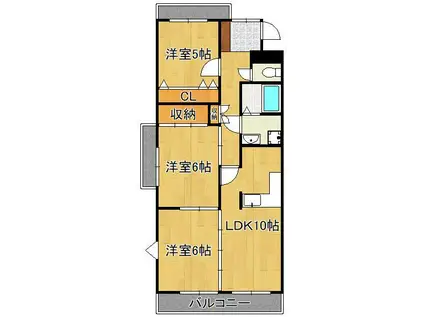 ピエドラ・ブランカ中央町(3LDK/2階)の間取り写真