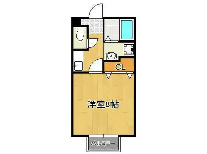 ハッピネスオグラ(1K/2階)の間取り写真