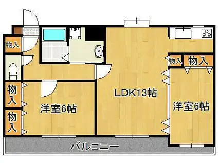 ニューサンリバー11番館(2LDK/6階)の間取り写真