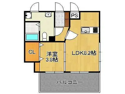 BASIC B.L.D.YAHATA(1LDK/12階)の間取り写真