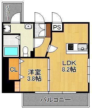 BASIC B.L.D.YAHATA(1LDK/5階)の間取り写真