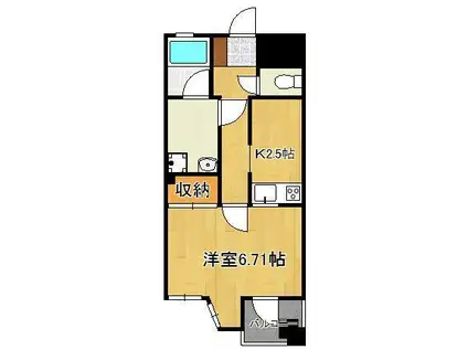 アドバンスM-1(1K/6階)の間取り写真