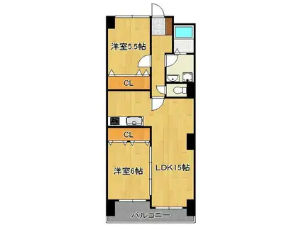 LE GRAND BLEU(2LDK/2階)の間取り写真