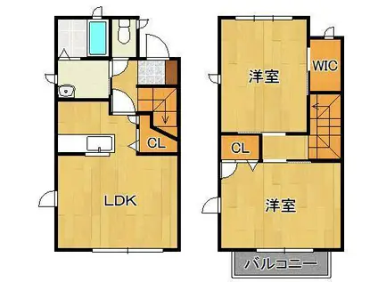 ボヌール 弐番館 (2LDK/1階)の間取り写真