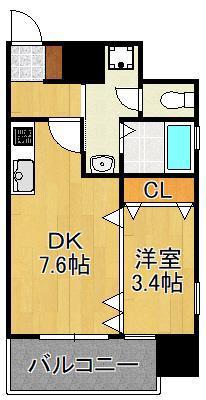 レクオス朋(1DK/7階)の間取り写真