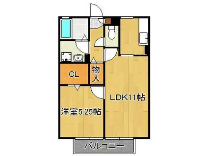 パークサイド東大谷(1LDK/2階)の間取り写真