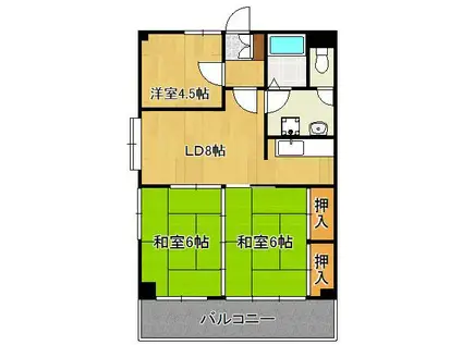 クレベール千防(3LDK/4階)の間取り写真