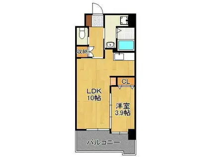 プリーモ天神(1LDK/3階)の間取り写真