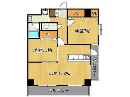 ガーデンパレスやひろ2(2LDK/4階)の間取り写真