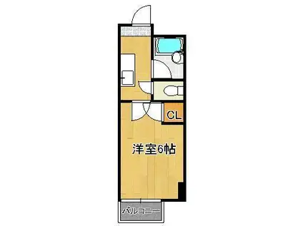 シャトレ白川町(1K/4階)の間取り写真