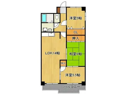 セントラルパーク浅生(3LDK/8階)の間取り写真