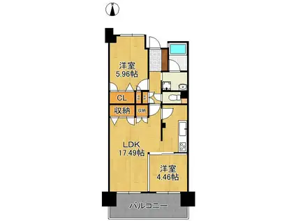 アプローズ戸畑駅弐番館 906号(2LDK/9階)の間取り写真