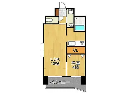 戸畑駅前銀座ビル(1LDK/10階)の間取り写真