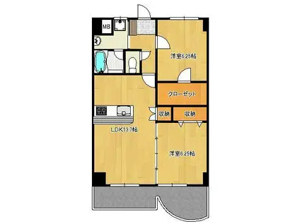 CREWS ROI.TENJIN (2LDK/5階)の間取り写真