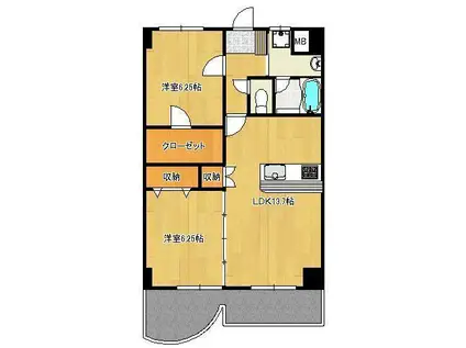 CREWS ROI.TENJIN (2LDK/5階)の間取り写真