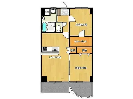 CREWS ROI.TENJIN (2LDK/6階)の間取り写真