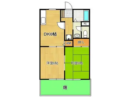 IT丸町(2DK/1階)の間取り写真