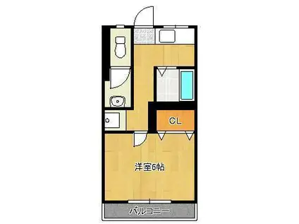 ピエドラブランカ仙水(1K/4階)の間取り写真