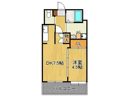 ニューリバー戸畑(1DK/3階)の間取り写真