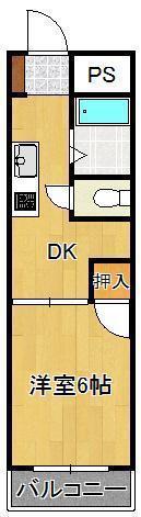 ヤングハイツ元宮(1DK/5階)の間取り写真