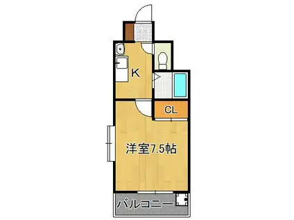 パークサイド60(1K/2階)の間取り写真