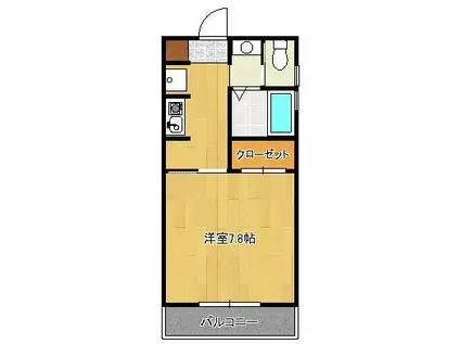 カーサ・レヴァータ(1K/2階)の間取り写真