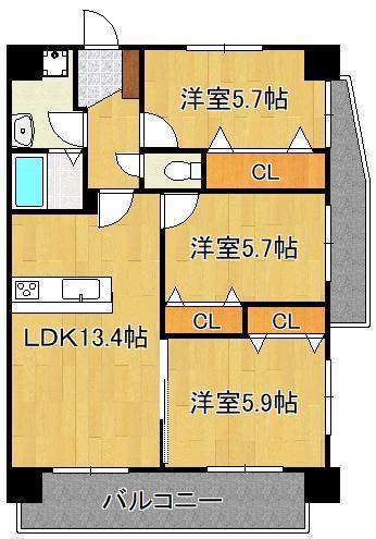 アローネ諏訪町(3LDK/10階)の間取り写真
