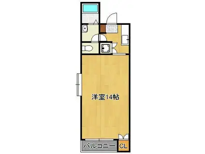 ベルシオン北九州2(ワンルーム/3階)の間取り写真