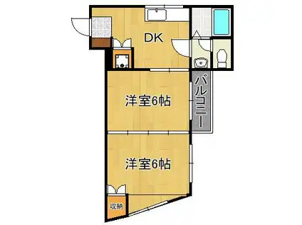 ベルシオン北九州2(2DK/2階)の間取り写真