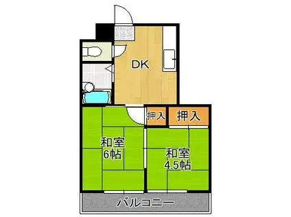 プレアール茶屋町(2DK/1階)の間取り写真