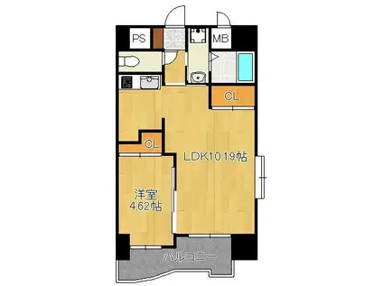 ブルースクエア響3(1LDK/8階)の間取り写真