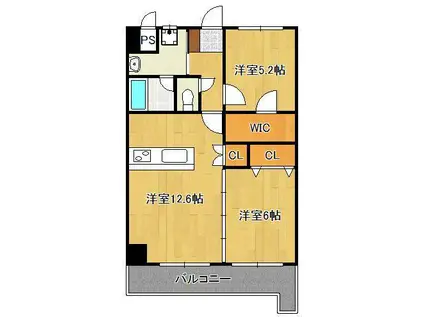 リオグランデ八幡(2LDK/5階)の間取り写真