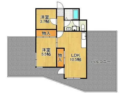 江崎ビル(2LDK/4階)の間取り写真