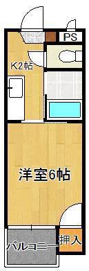 シャトレ天神Ⅱ(1K/4階)の間取り写真