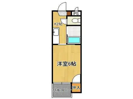 シャトレ天神Ⅱ(1K/1階)の間取り写真