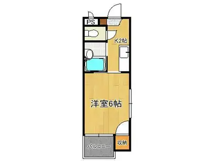 シャトレ天神Ⅱ(1K/1階)の間取り写真