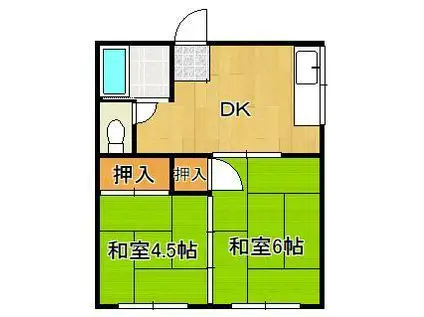 コーポ平原(2DK/1階)の間取り写真