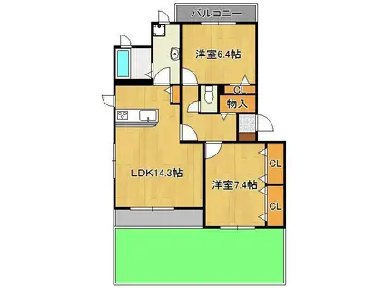 ロアーブル七番館(2LDK/1階)の間取り写真