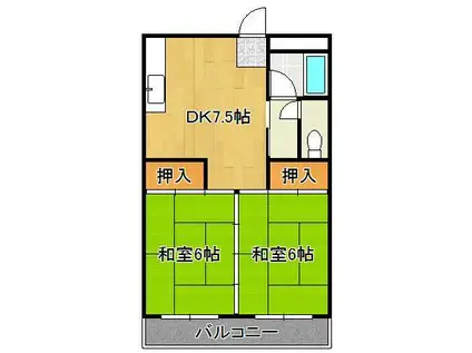 ディアライフ千防(1LDK/2階)の間取り写真
