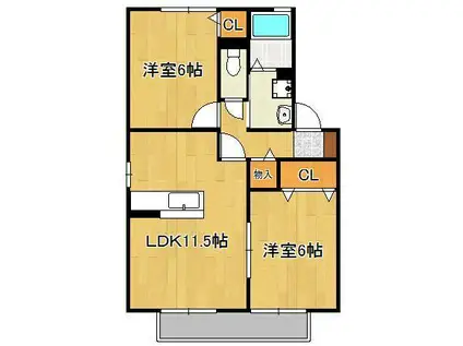 フィルコートM(2LDK/2階)の間取り写真